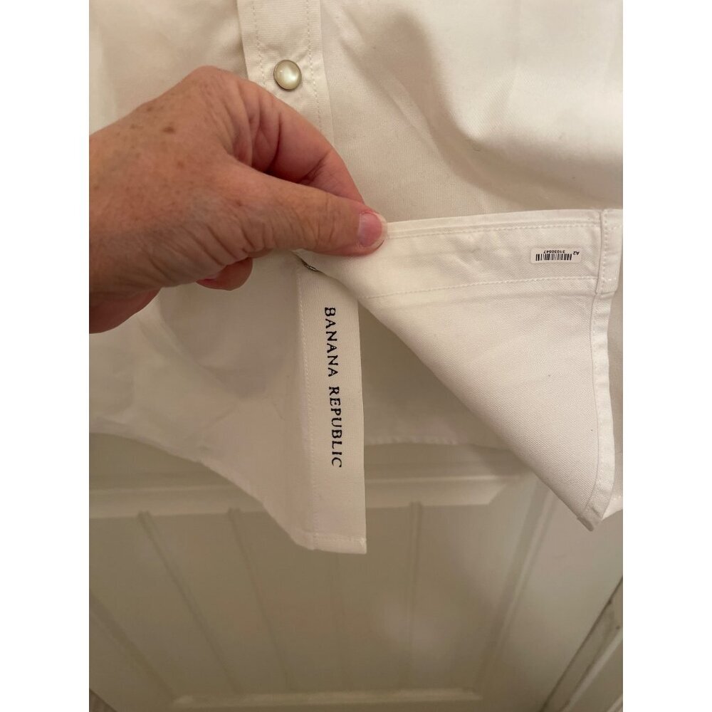 Vintage Banana Republic Western White Long Sleeve pearl Snap Men’s Shirt Sz Med - Picture 7 of 15